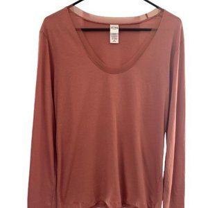 Victoria's Secret Sport Long Sleeve Medium Mesh Trim Scoop Neck Blouse EUC